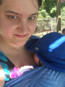Baby in a water ring sling; what mom needs