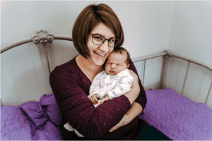mommy holding baby