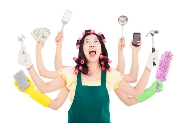 Mom with a lot of chores to organize