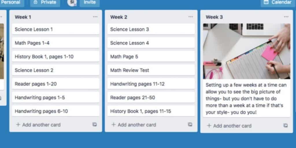 Planning your year with Trello Homeschool Planning