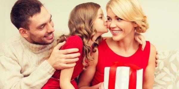 family enjoying being frugal at Christmas