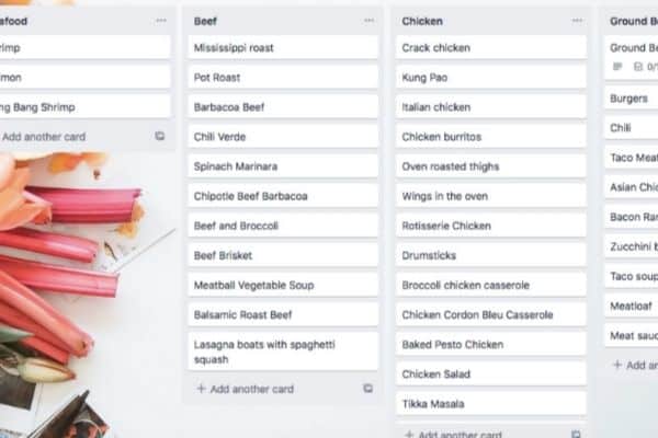Setting up meals with Trello Meal Planning idea board