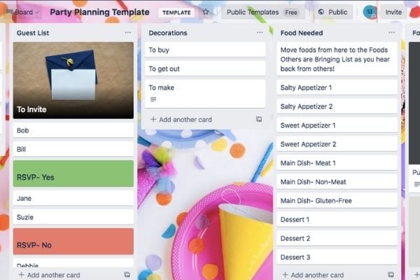 party planning list for moms who love to organize life with trello