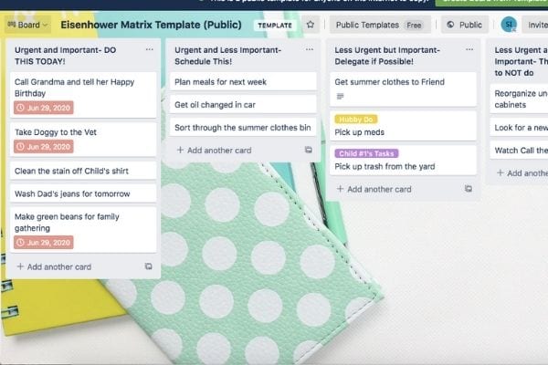 How to use Trello for personal life by making an Eisenhower Matrix board
